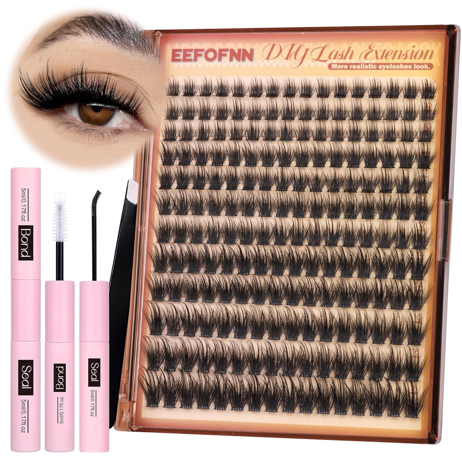 Spiky Lash Clusters Kit Natural Cluster Eyelash Extensions Kit Wispy Lash Cluster Kit C Curl Individual Lashes Kit Bond and Seal Tweezers 9-18MM Manga Lash Clusters Fluffy Lash Extension Kit