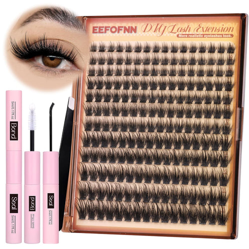 Spiky Lash Clusters Kit Natural Cluster Eyelash Extensions Kit Wispy Lash Cluster Kit C Curl Individual Lashes Kit Bond and Seal Tweezers 9-18MM Manga Lash Clusters Fluffy Lash Extension Kit
