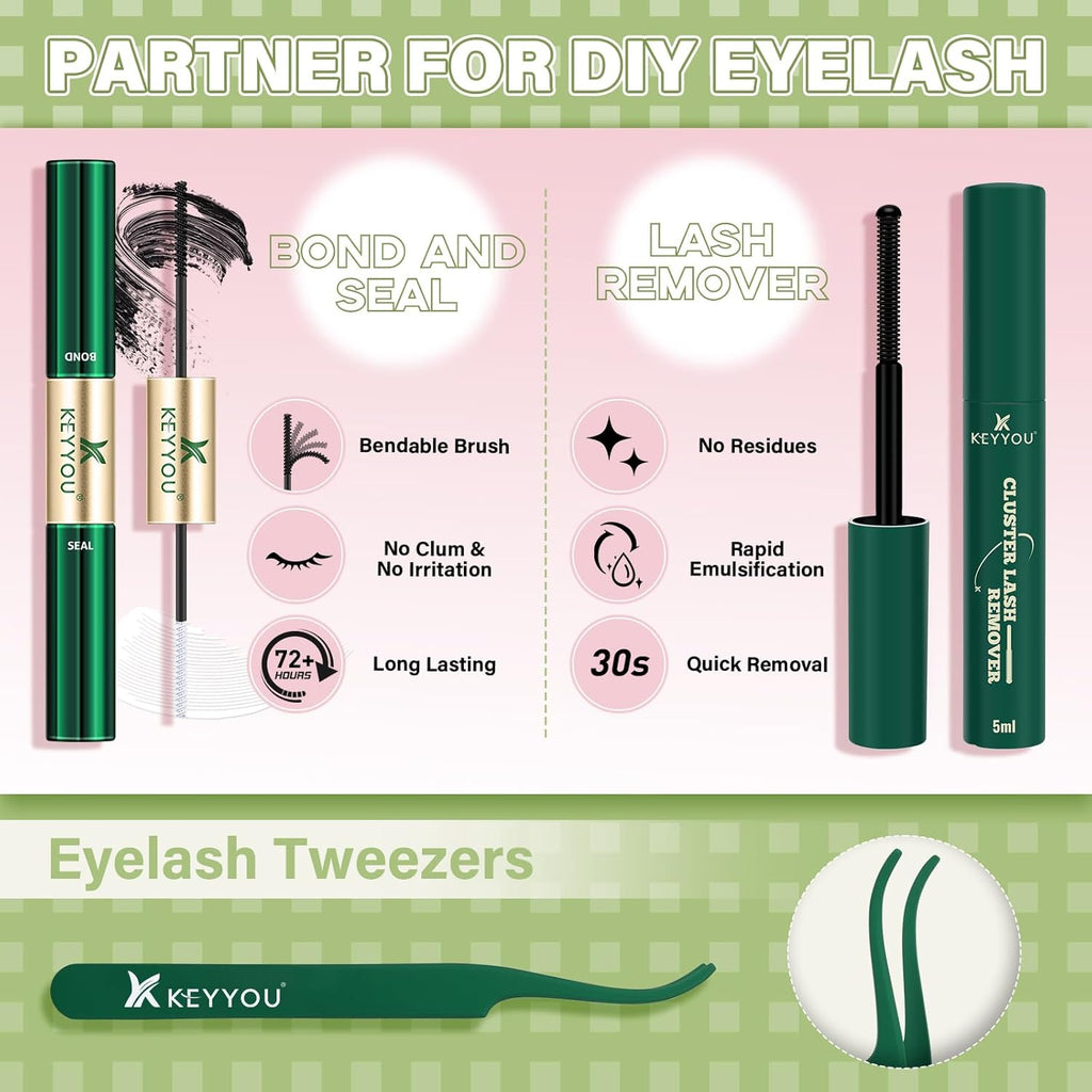 Fairy Lash Clusters Kit – 144Pcs D Curl Manga Eyelash Extensions DIY at Home