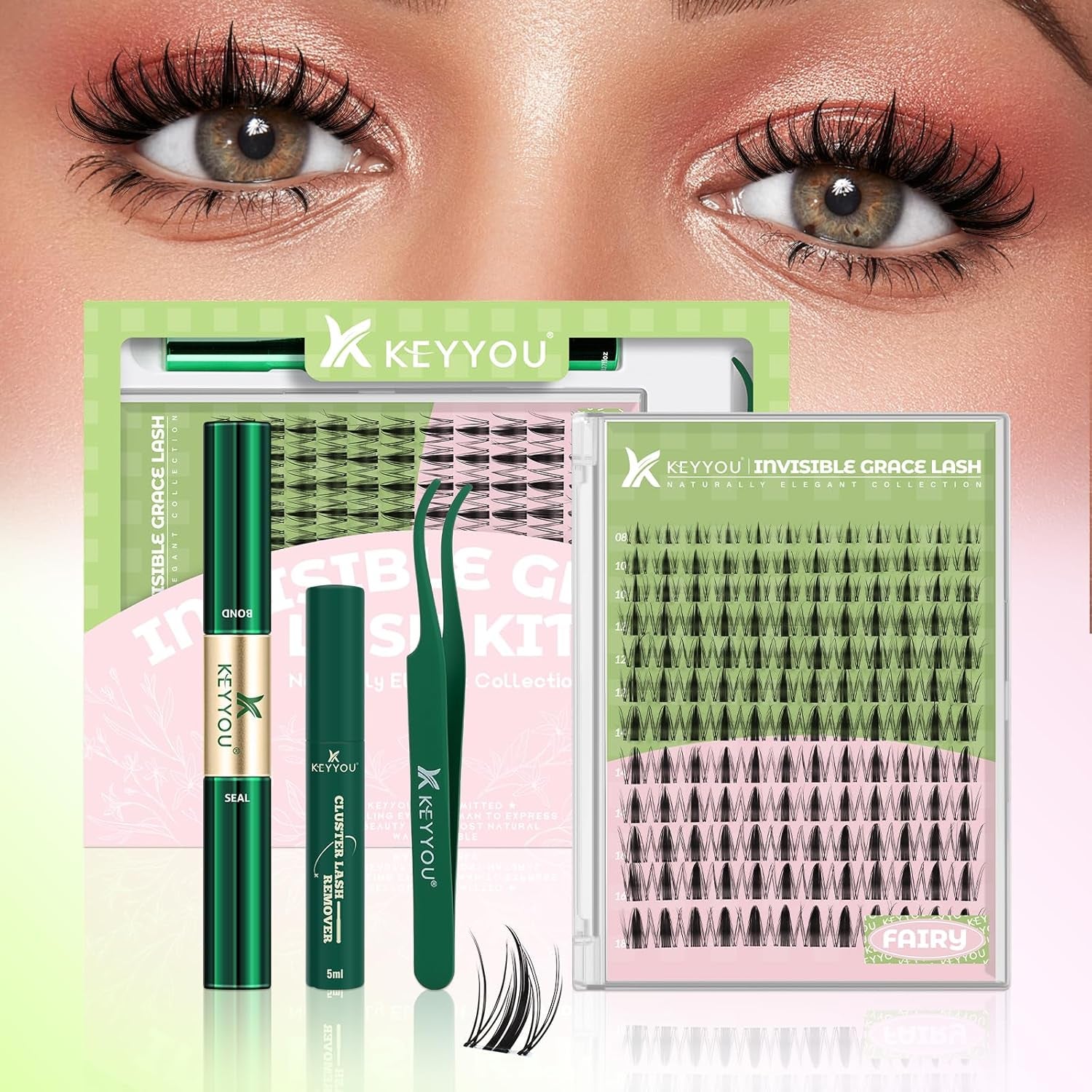 Fairy Lash Clusters Kit – 144Pcs D Curl Manga Eyelash Extensions DIY at Home